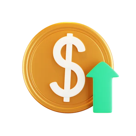 Dollar Coin Up  3D Icon