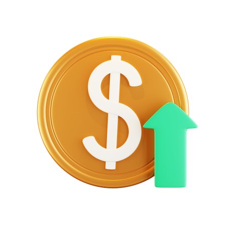 Dollar Coin Up  3D Icon