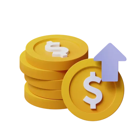 Dollar Coin Up  3D Icon