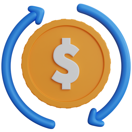 Dollar Coin With Arrow Circle  3D Icon