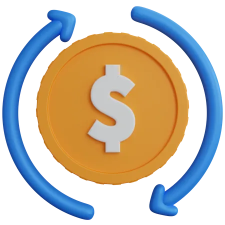 Dollar Coin With Arrow Circle  3D Icon