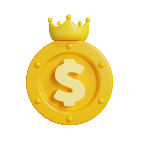 Dollar Coin With Crown  3D Illustration