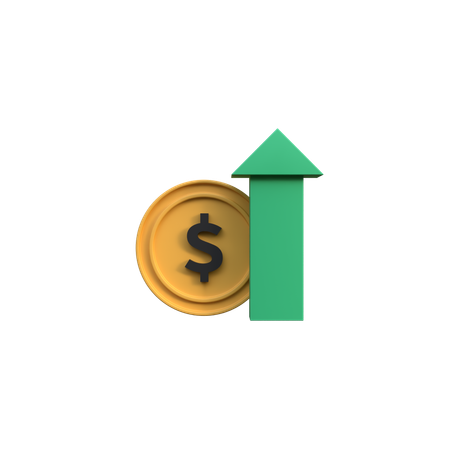 Dollar Coin with Up Arrow  3D Icon