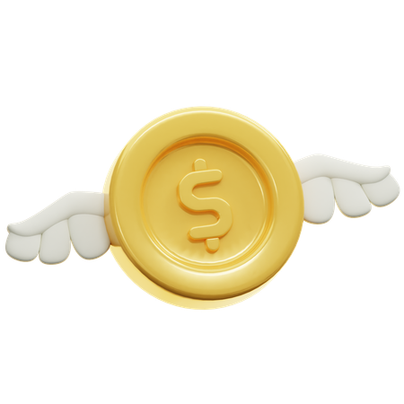 Dollar Coin with Wings  3D Icon