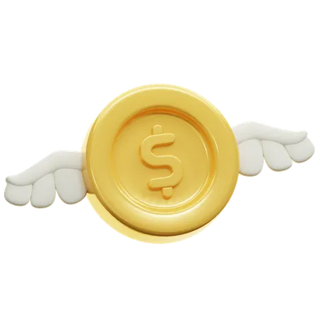 Dollar Coin with Wings  3D Icon