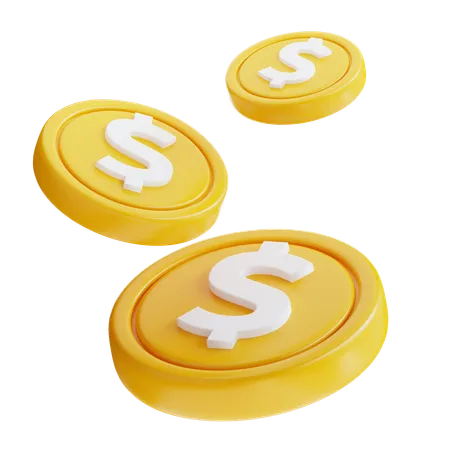 3 D Rendering Floating Dollar Coin Icon 3D Icon