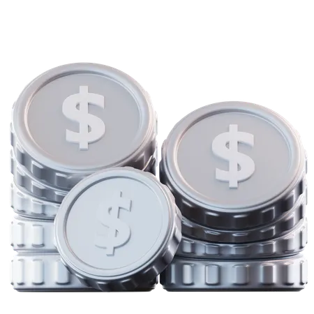 3 D Illustration Silver Coins Stack 3D Icon