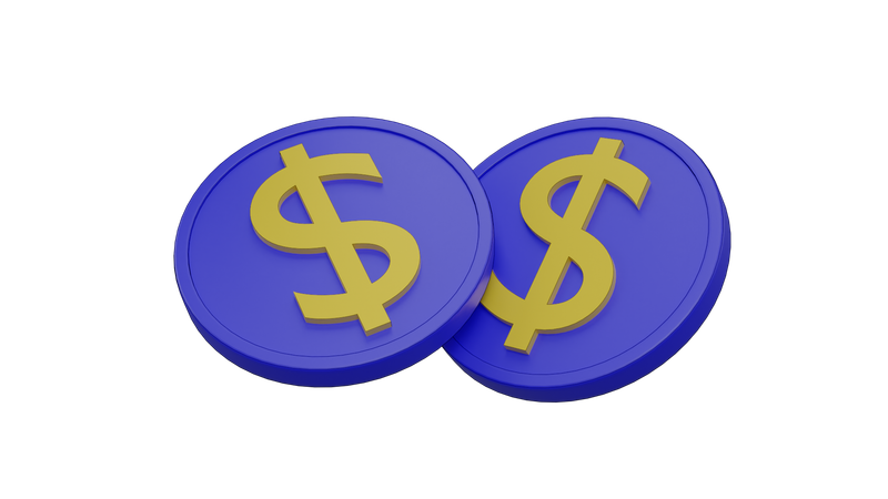 Dollar Coins  3D Icon