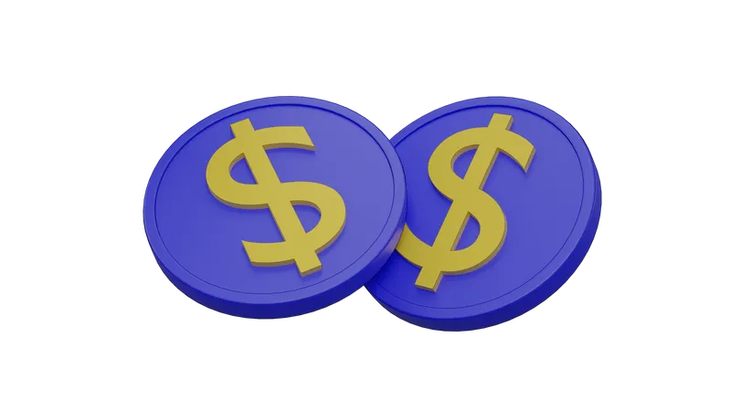 Dollar Coins  3D Icon