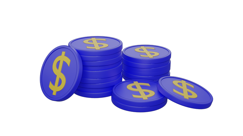 Dollar Coins  3D Icon