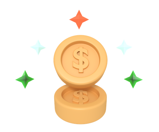 Dollar Coins  3D Icon