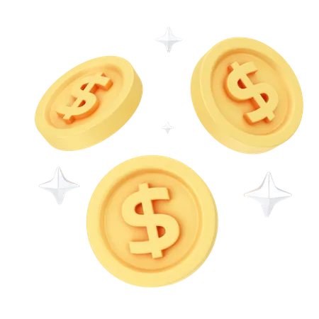 Dollar Coins  3D Icon