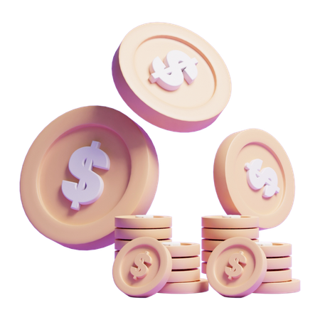 Dollar Coins  3D Icon