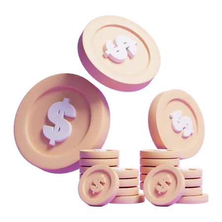 Dollar Coins  3D Icon