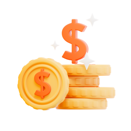 Dollar Coins  3D Icon