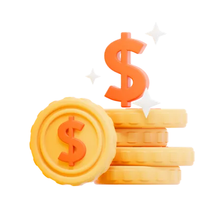 Dollar Coins  3D Icon