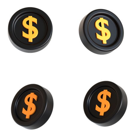 Dollar Coins  3D Icon