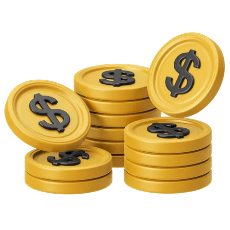 Dollar Coins  3D Icon