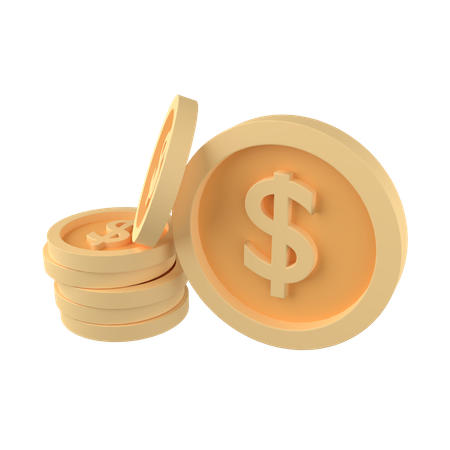 Dollar Coins  3D Illustration