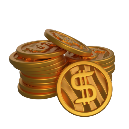 Dollar Coins 3D Illustration