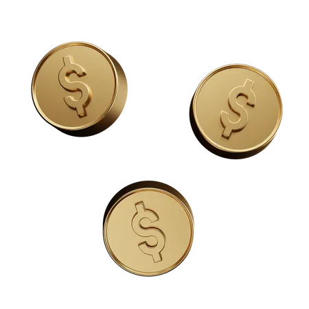 A Few Smooth Golden Coins For Your Finance Project 3D Illustration