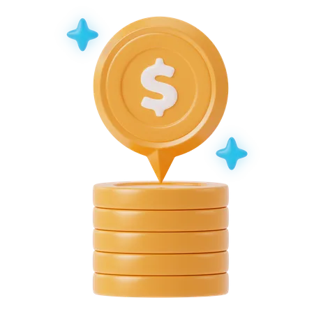 Dollar Coins and Pin  3D Icon