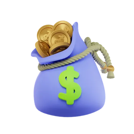 Dollar Coins Bag  3D Icon