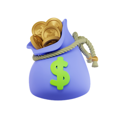 Dollar Coins Bag  3D Icon