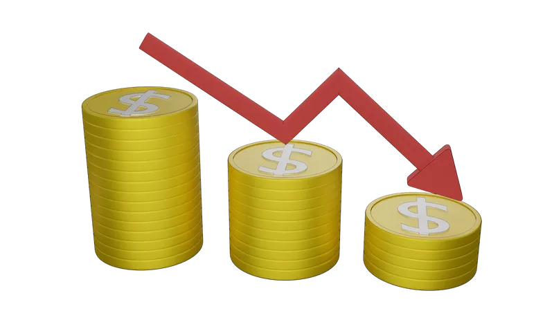 Dollar Coins Down  3D Illustration