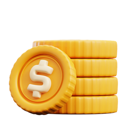 Dollar Coins Stack  3D Icon