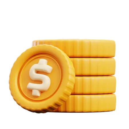 Dollar Coins Stack  3D Icon