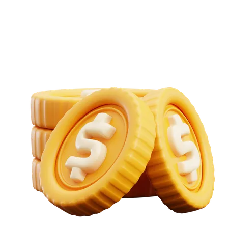 Dollar Coins Stack  3D Icon