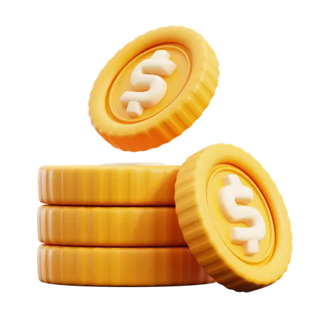 Dollar Coins Stack  3D Icon