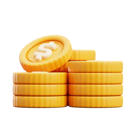 Dollar Coins Stack  3D Icon