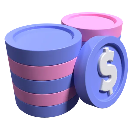 Dollar Coins Stack  3D Icon