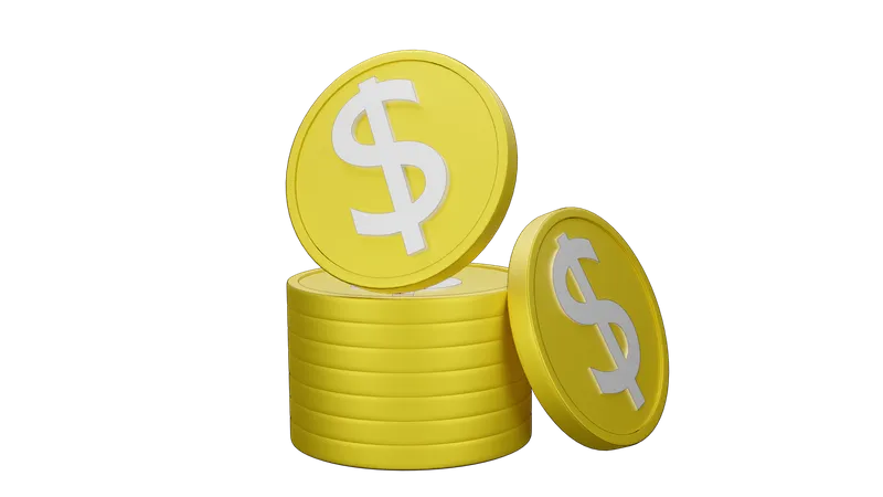 Dollar Coins Stack  3D Illustration