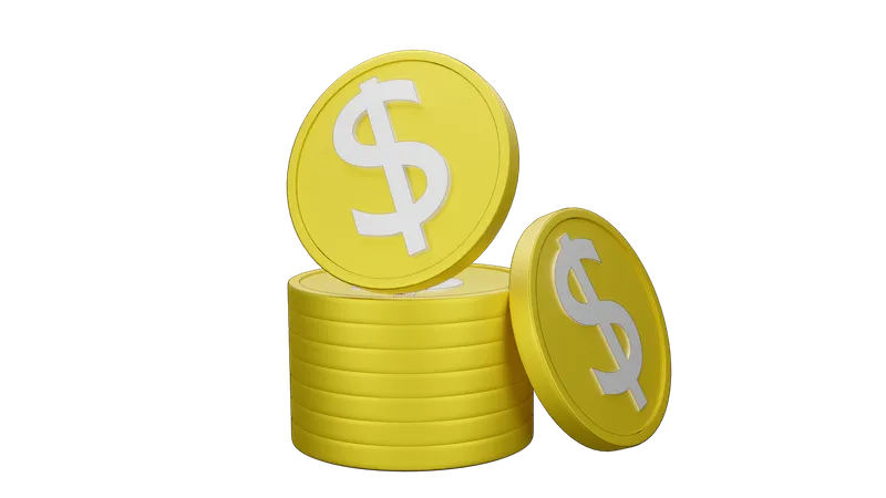 Dollar Coins Stack 3D Illustration