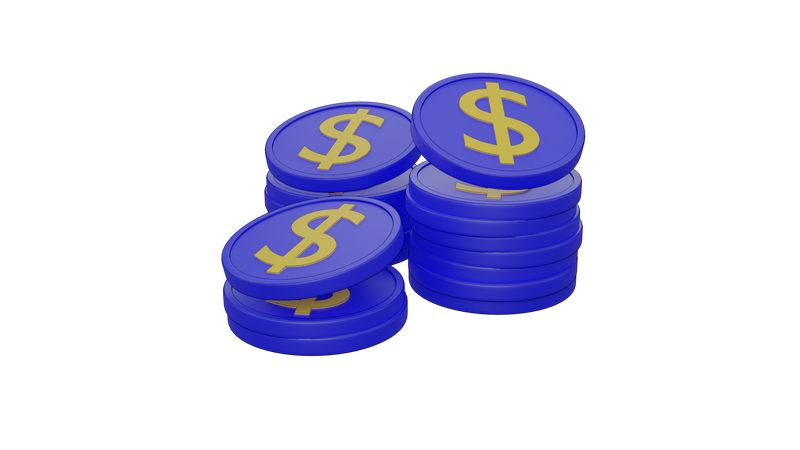 Dollar Coins Stack  3D Icon