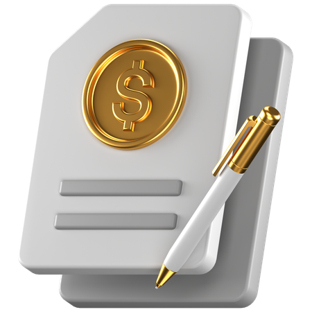 Dollar Contract Paper  3D Icon