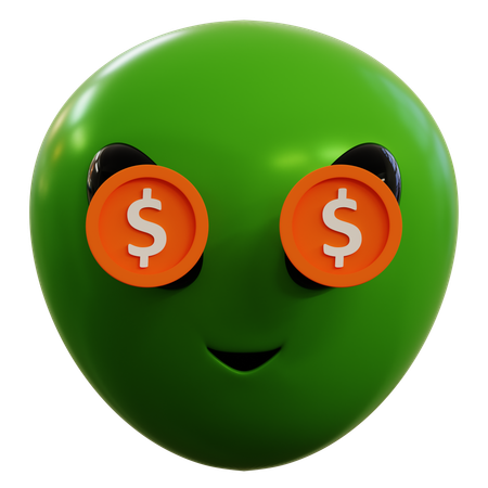 Dollar Cute Alien Eyes Emoji  3D Icon