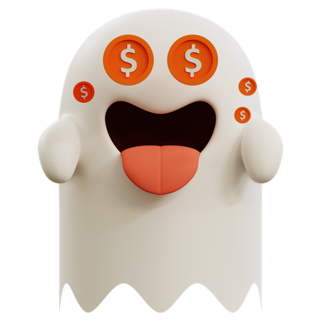 Dollar Cute Ghost Eyes Emoji  3D Icon