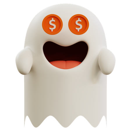 Dollar Cute Ghost Eyes Emoticon  3D Icon