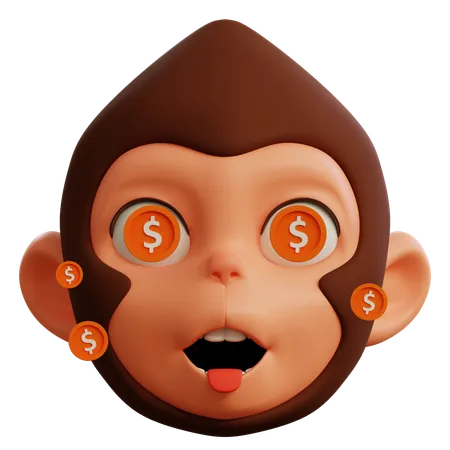 Dollar dans de jolis yeux de singe  3D Icon