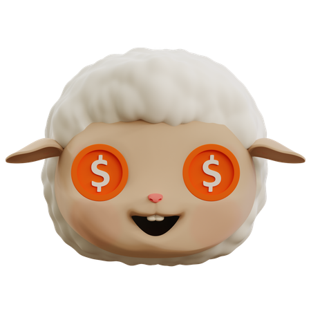 Dollar dans les yeux de mouton emoji  3D Icon