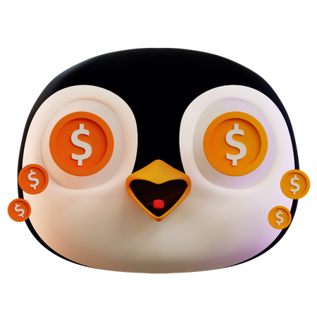 Dollar dans les yeux de pingouin  3D Icon