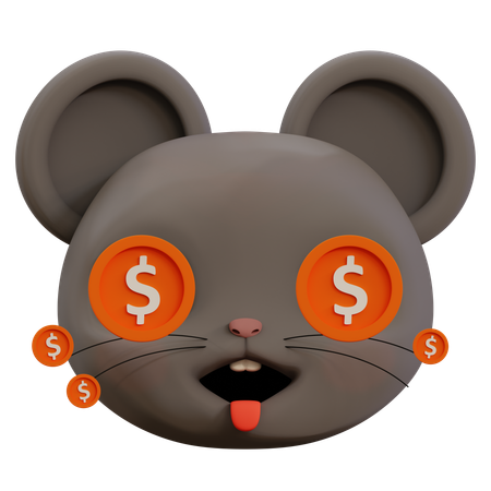 Dollar dans de jolis yeux de souris emoji  3D Icon