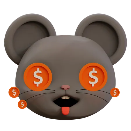 Dollar dans de jolis yeux de souris emoji  3D Icon