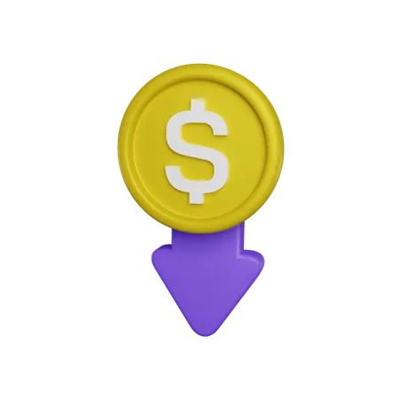 Dollar Decrease 3 D Icon 3D Icon