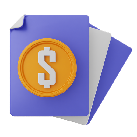 Document en dollars  3D Icon