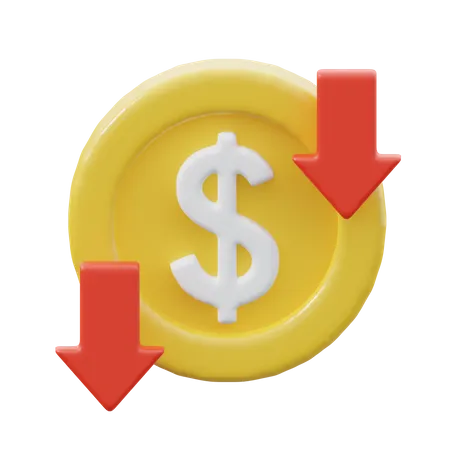 Dollar Down  3D Icon